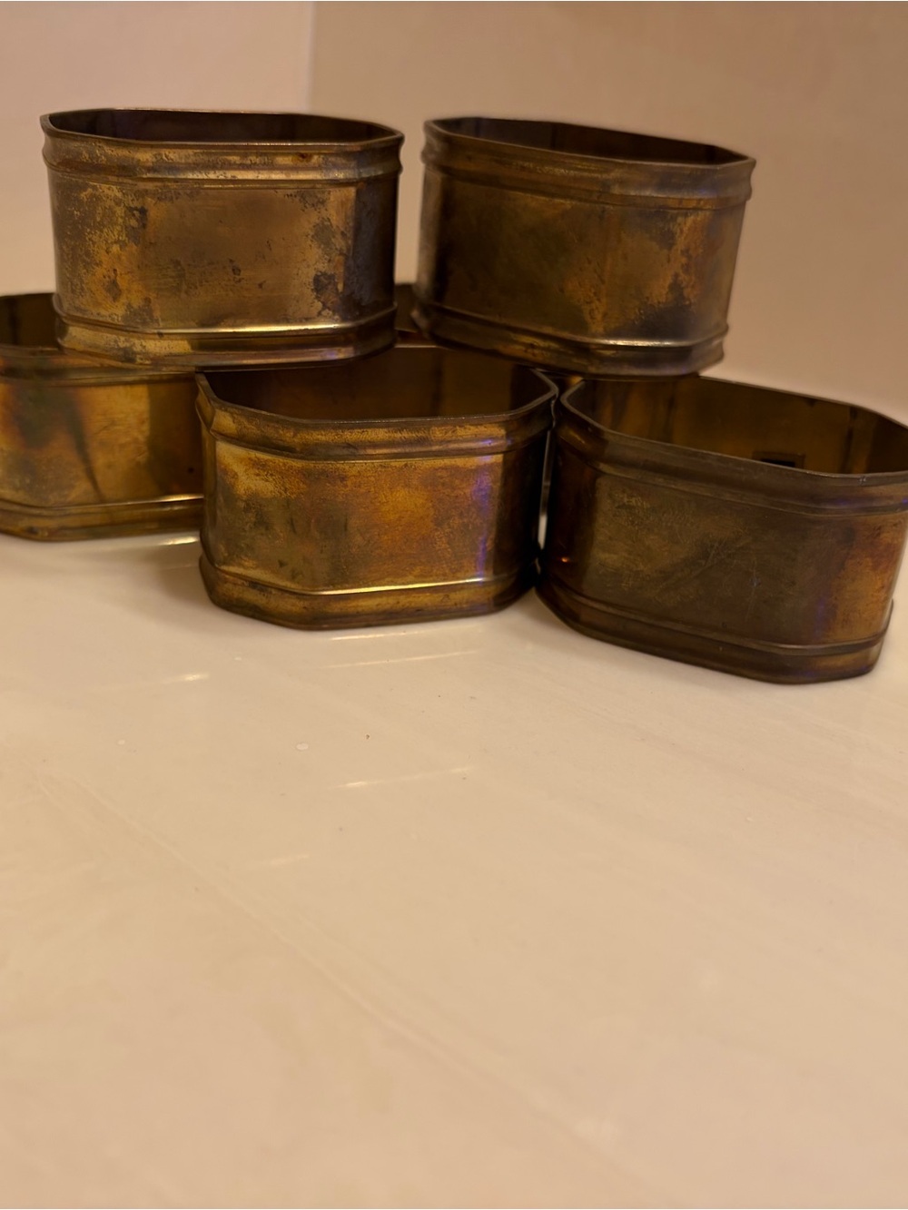 Vintage Brass Napkin Rings - Set of 6